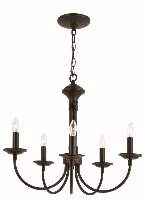 5LT CHANDELIER- J ARM- BLACK F
